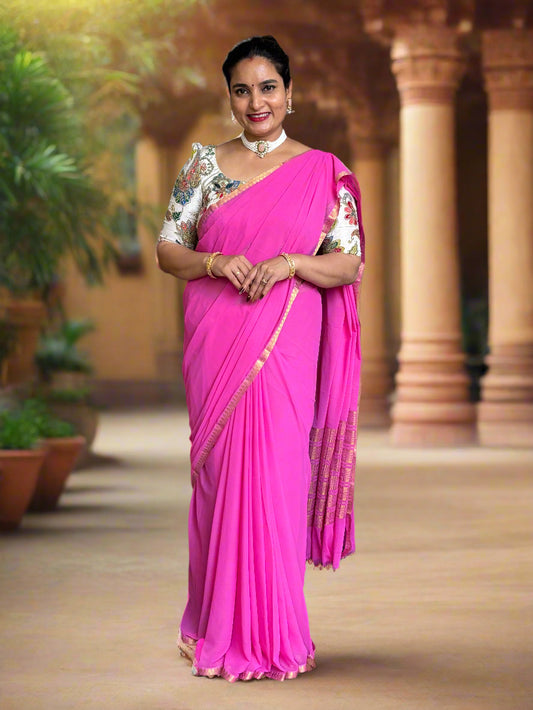 Crushed Chiffon (Self, 1 inch Golden Border)