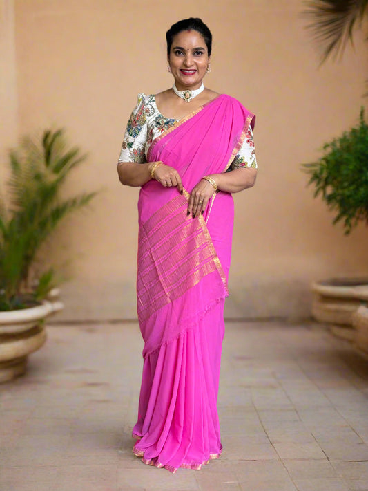 Crushed Chiffon (Self, 1 inch Golden Border)