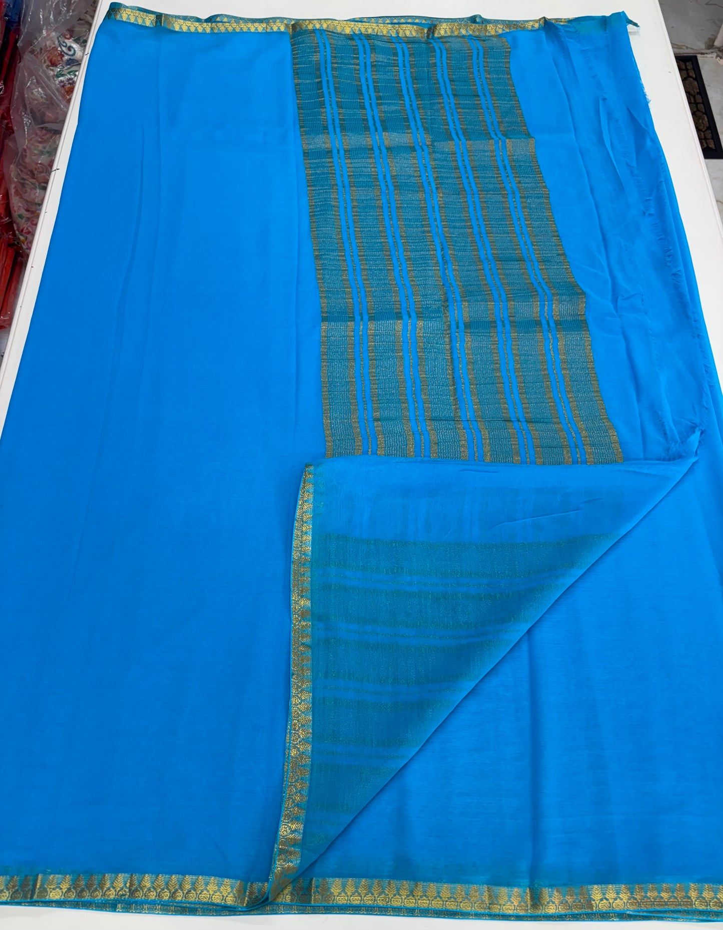 Crushed Chiffon (Self, 1 inch Golden Border)