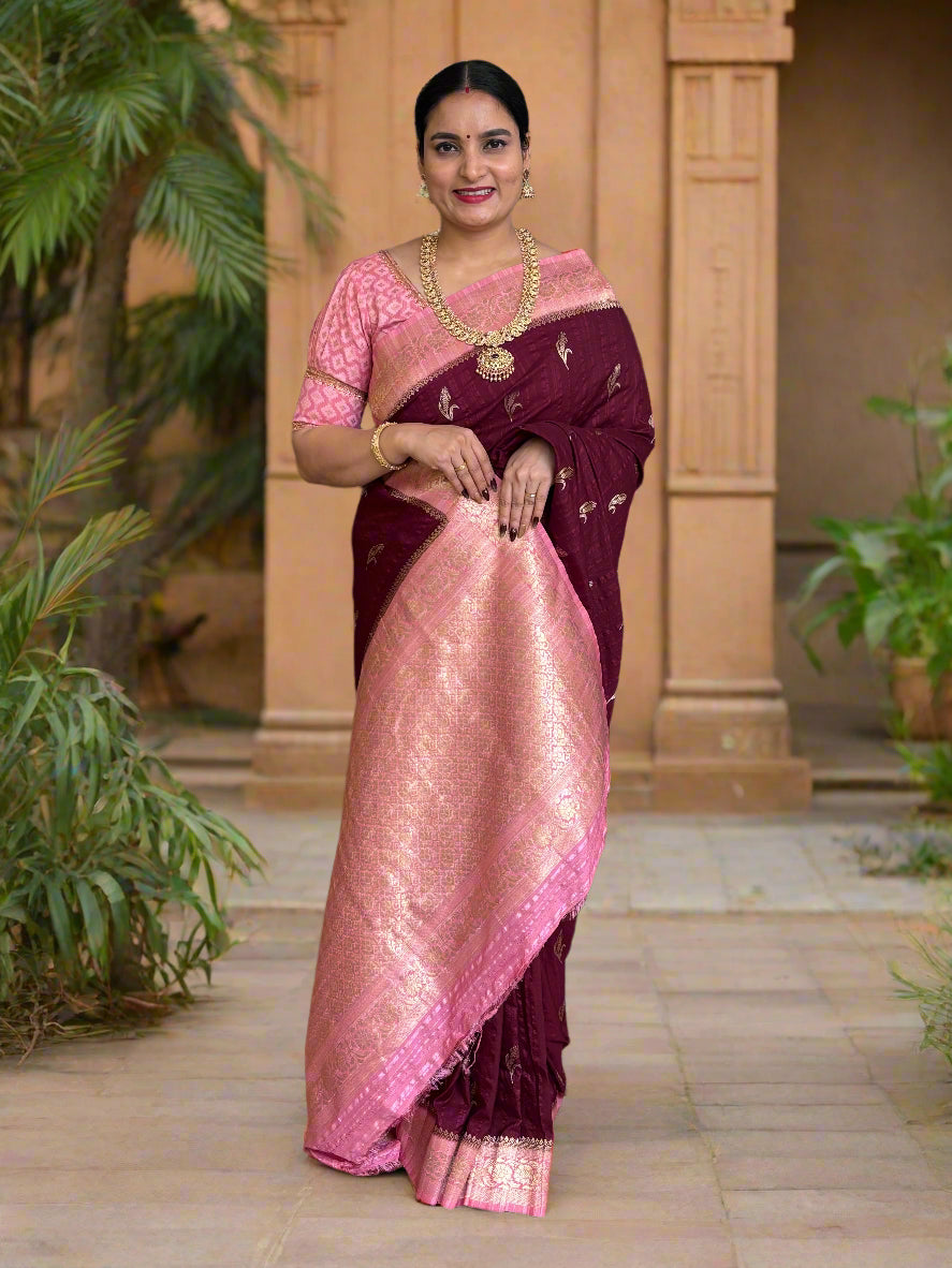 Embossed Crepe Georgette (Rice Grains Motifs)