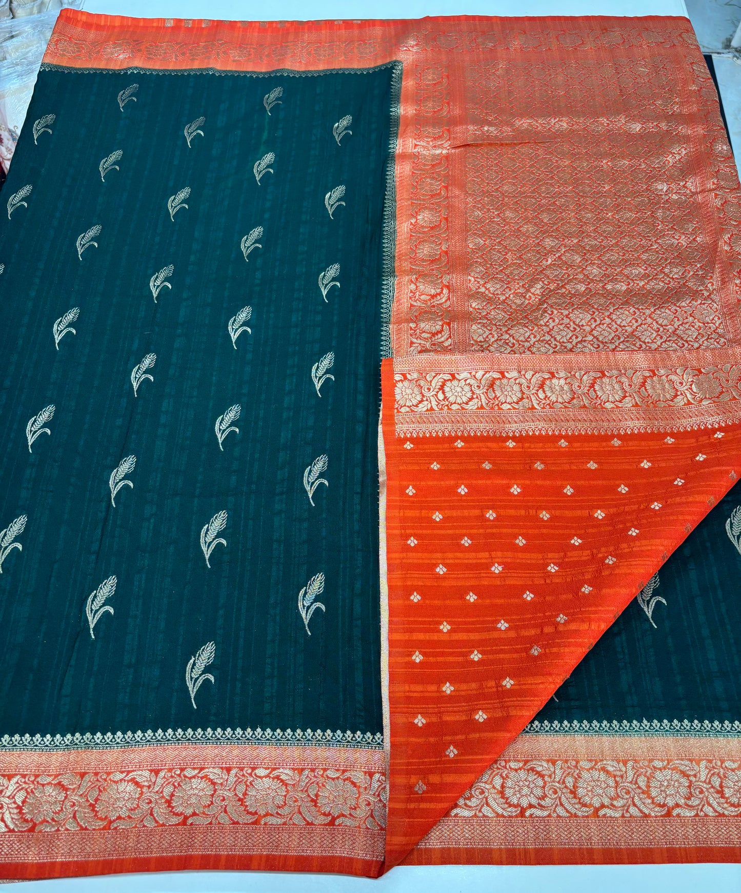 Embossed Crepe Georgette (Rice Grains Motifs)