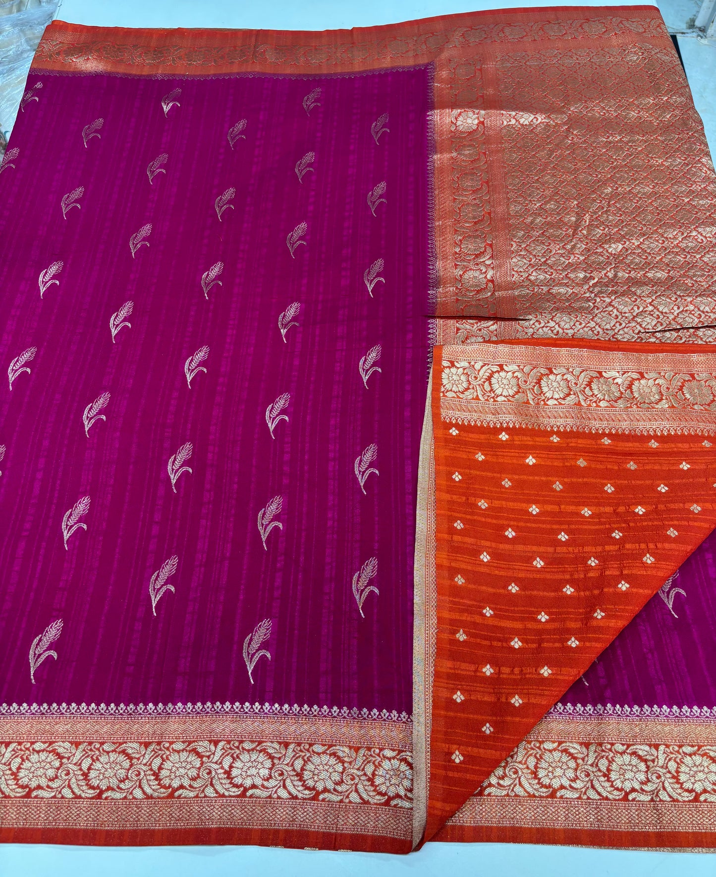 Embossed Crepe Georgette (Rice Grains Motifs)