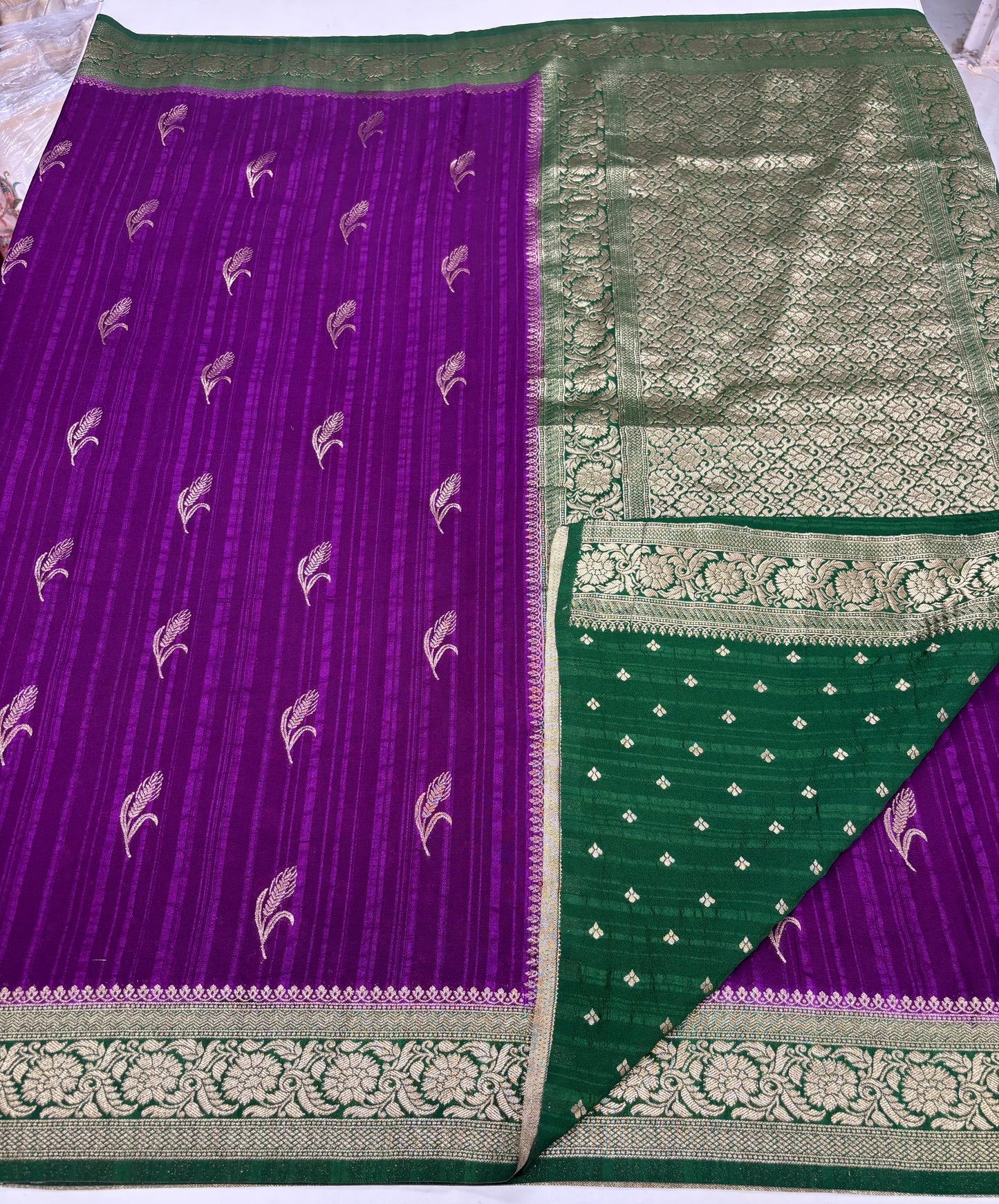 Embossed Crepe Georgette (Rice Grains Motifs)