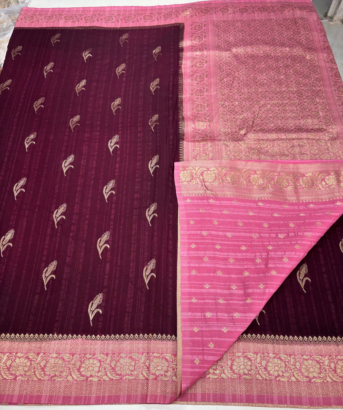 Embossed Crepe Georgette (Rice Grains Motifs)