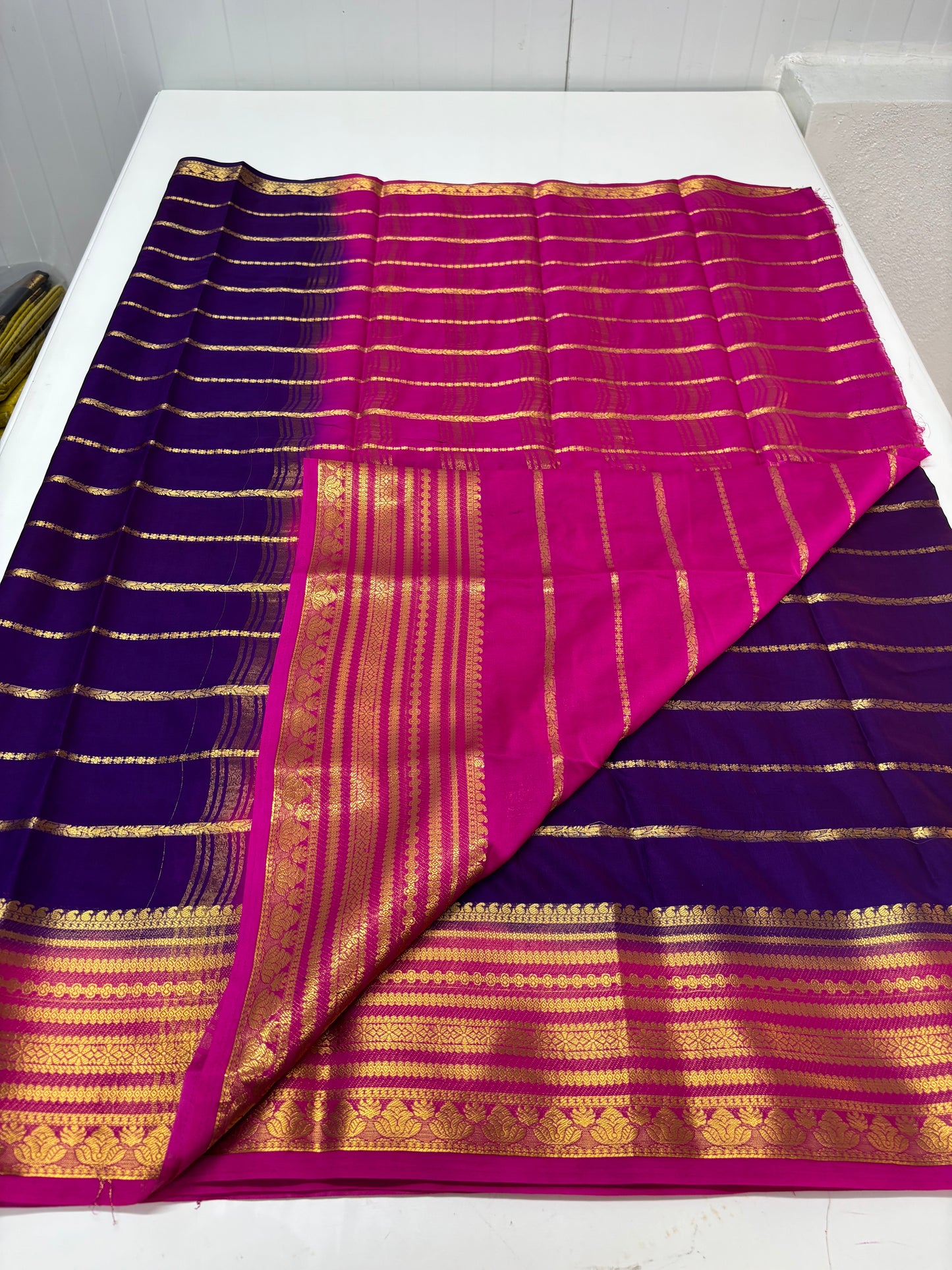 Semi Mysore Crepe (Horizontal Line and SS Big Border)
