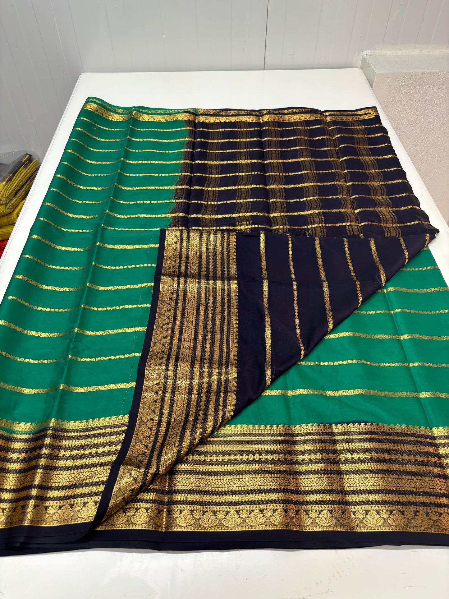 Semi Mysore Crepe (Horizontal Line and SS Big Border)