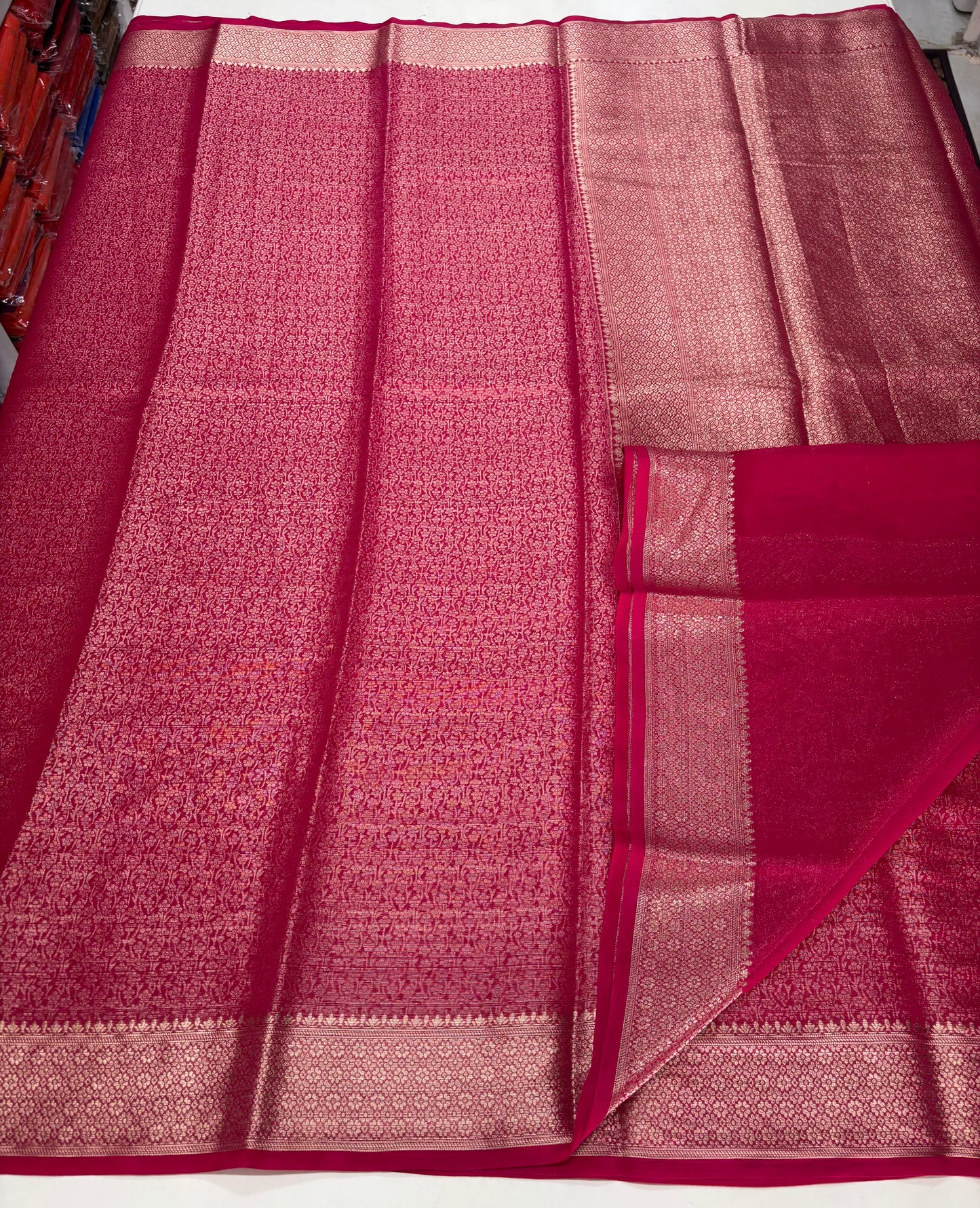 Semi Mysore Brocade (Floral Jari Brocade and Rich Pallu)