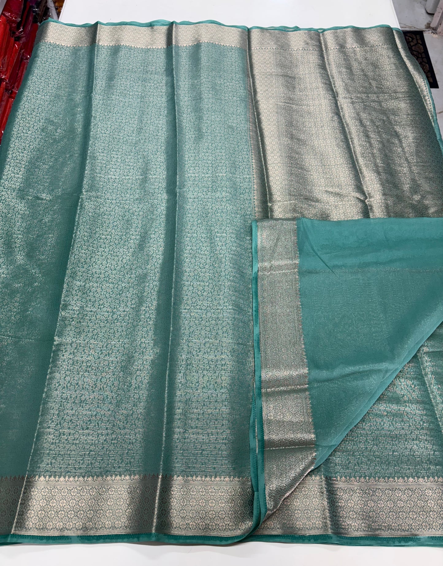 Semi Mysore Brocade (Floral Jari Brocade and Rich Pallu)