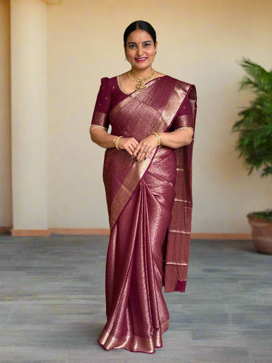 Semi Mysore Brocade (Floral Jari Brocade and Rich Pallu)