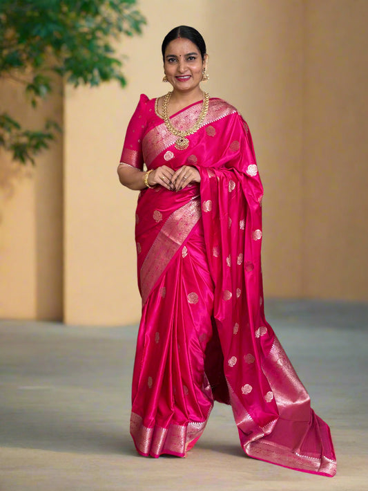 Banarasi Satin (Premium, Rose Motifs)