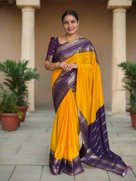 Semi Mysore Crepe (Rudrakshi Bentex Border)