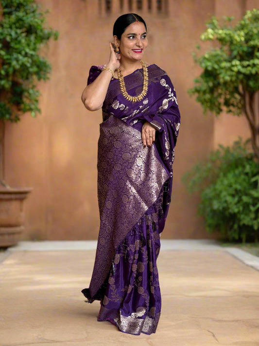 Banarasi Viscose Saree (Premium, Floral Jal, Rich Pallu)
