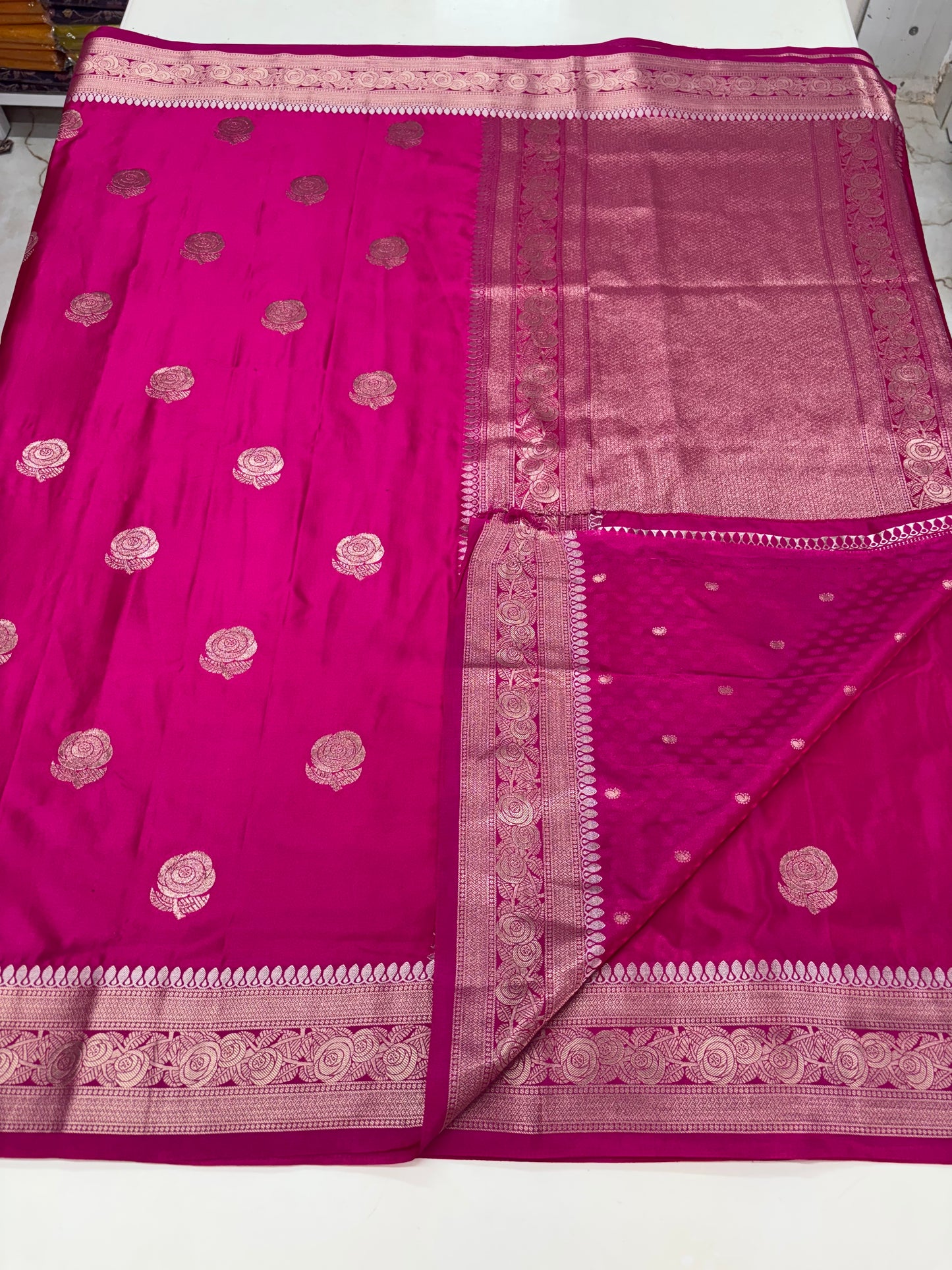 Banarasi Satin (Premium, Rose Motifs)