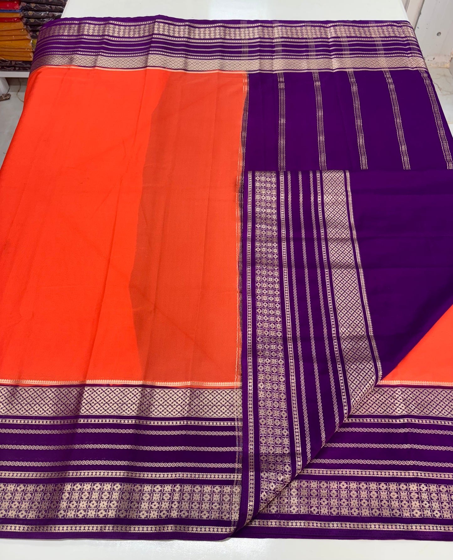 Semi Mysore Crepe (Rudrakshi Bentex Border)