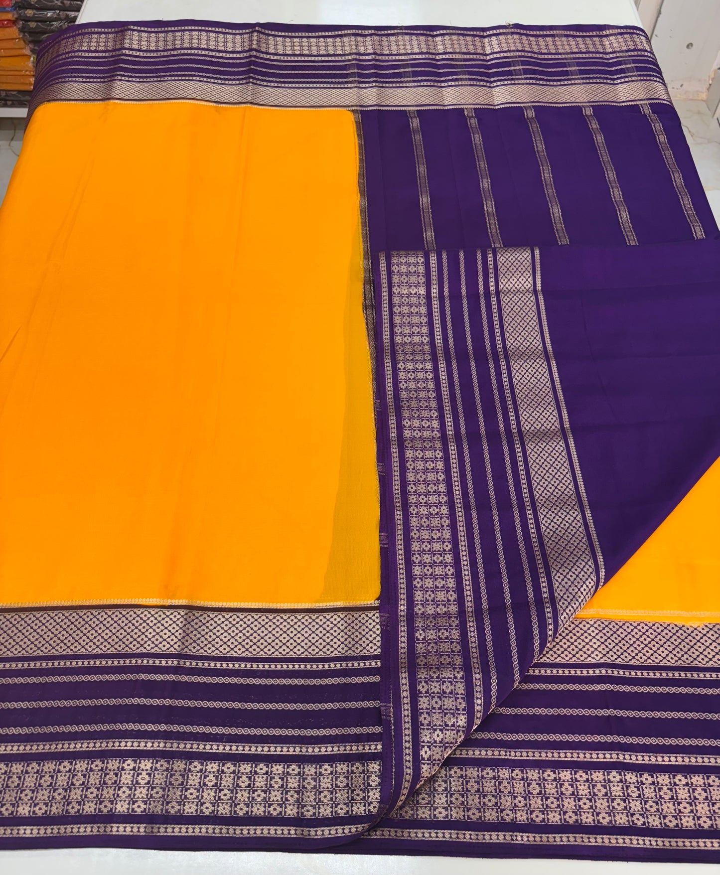 Semi Mysore Crepe (Rudrakshi Bentex Border)