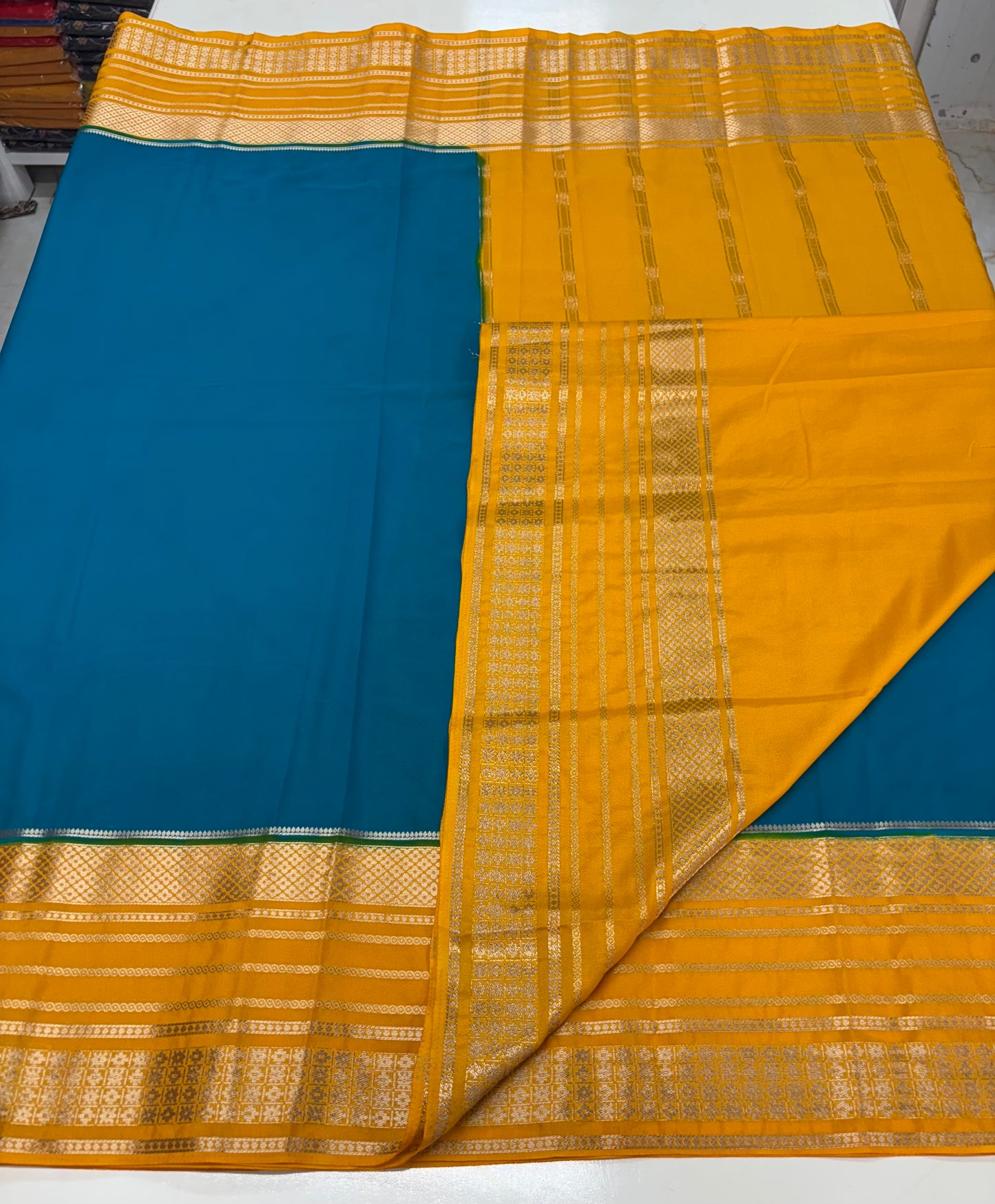 Semi Mysore Crepe (Rudrakshi Bentex Border)