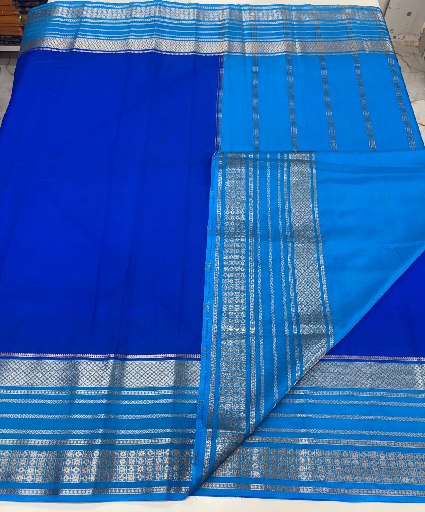 Semi Mysore Crepe (Rudrakshi Bentex Border)