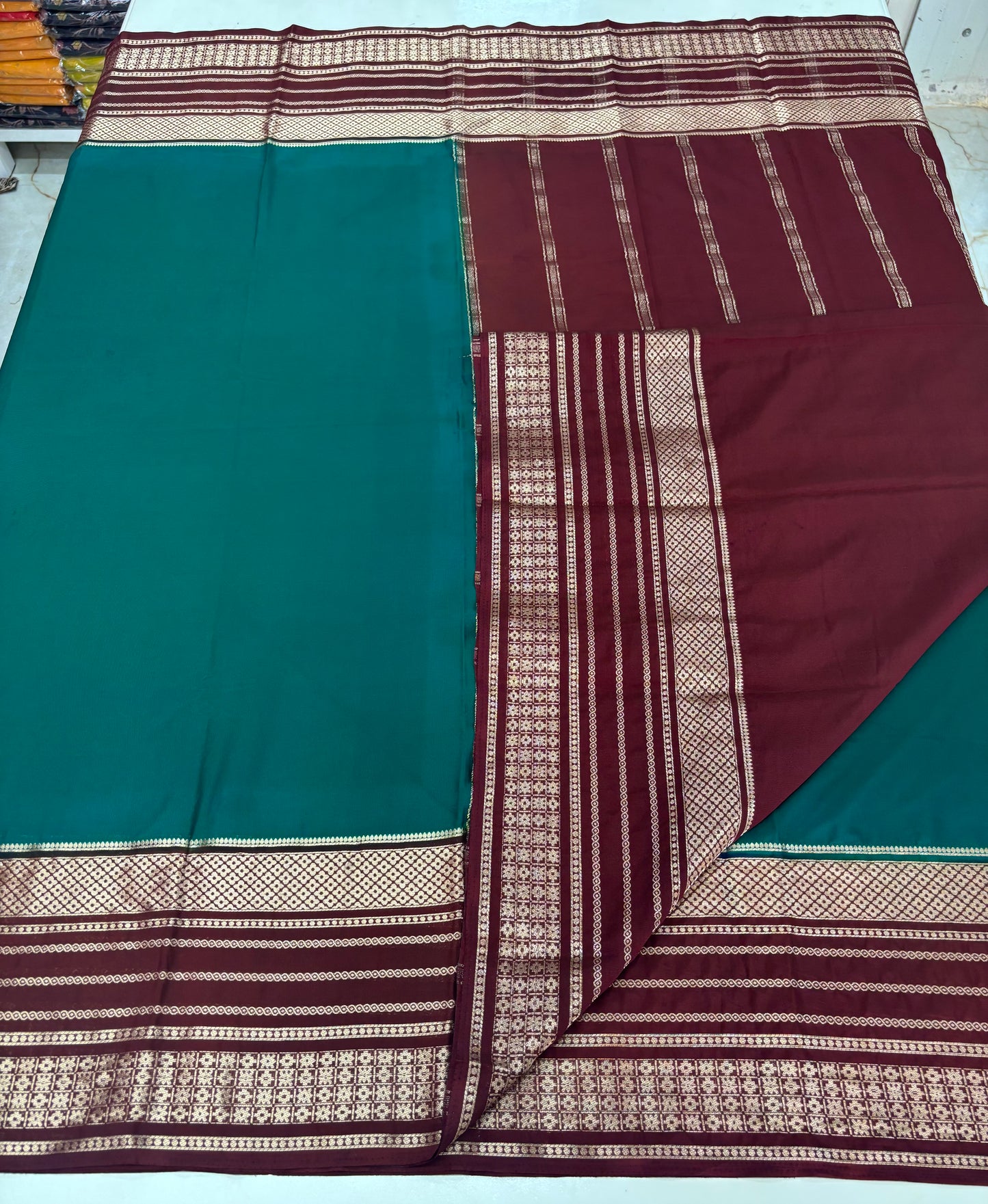 Semi Mysore Crepe (Rudrakshi Bentex Border)