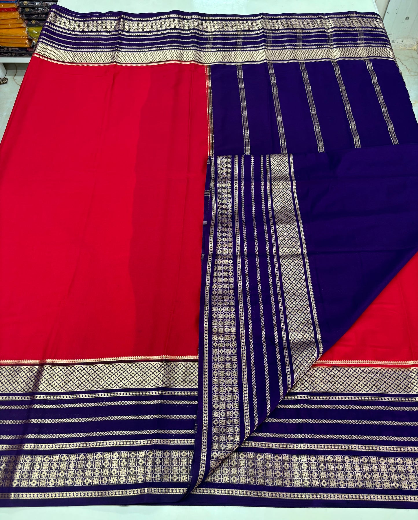 Semi Mysore Crepe (Rudrakshi Bentex Border)