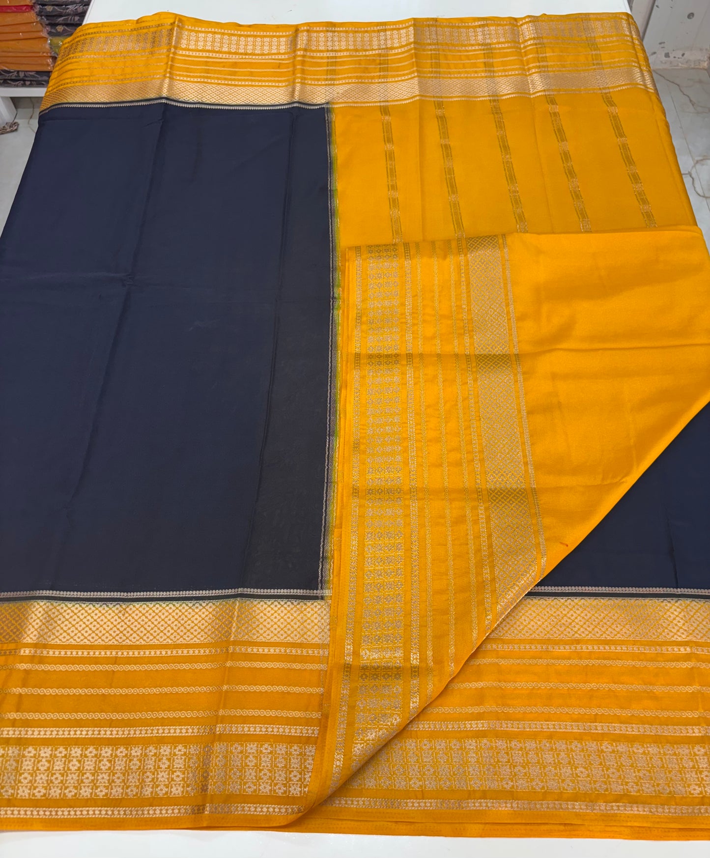 Semi Mysore Crepe (Rudrakshi Bentex Border)