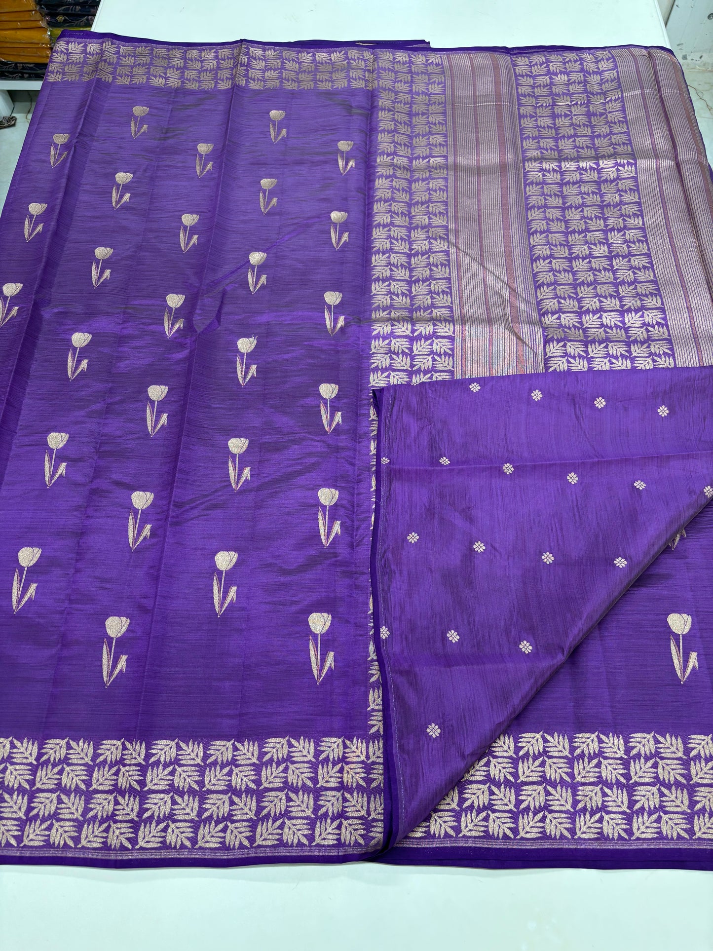Semi Tussar (Premium, Tulips Motifs)