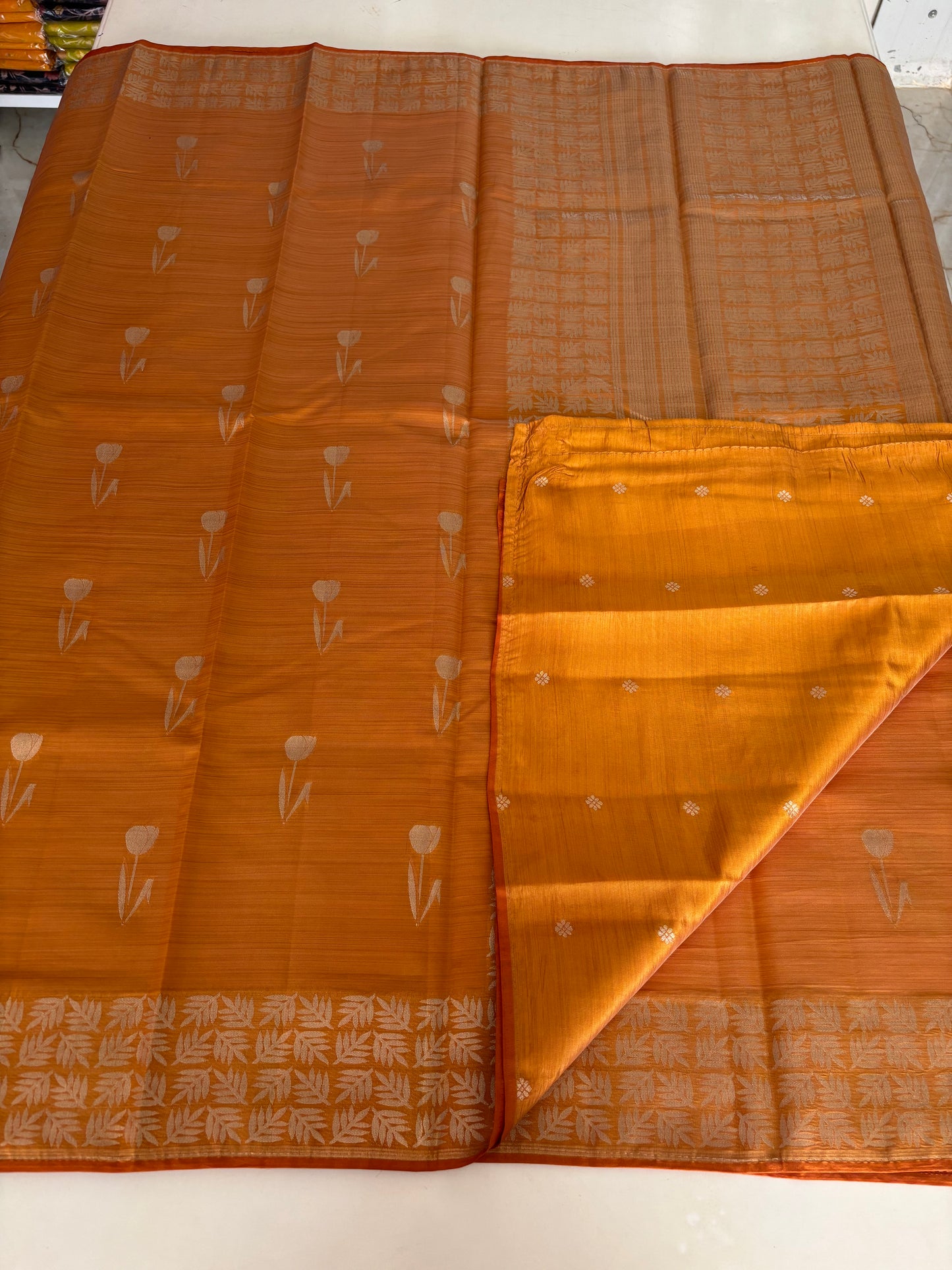 Semi Tussar (Premium, Tulips Motifs)