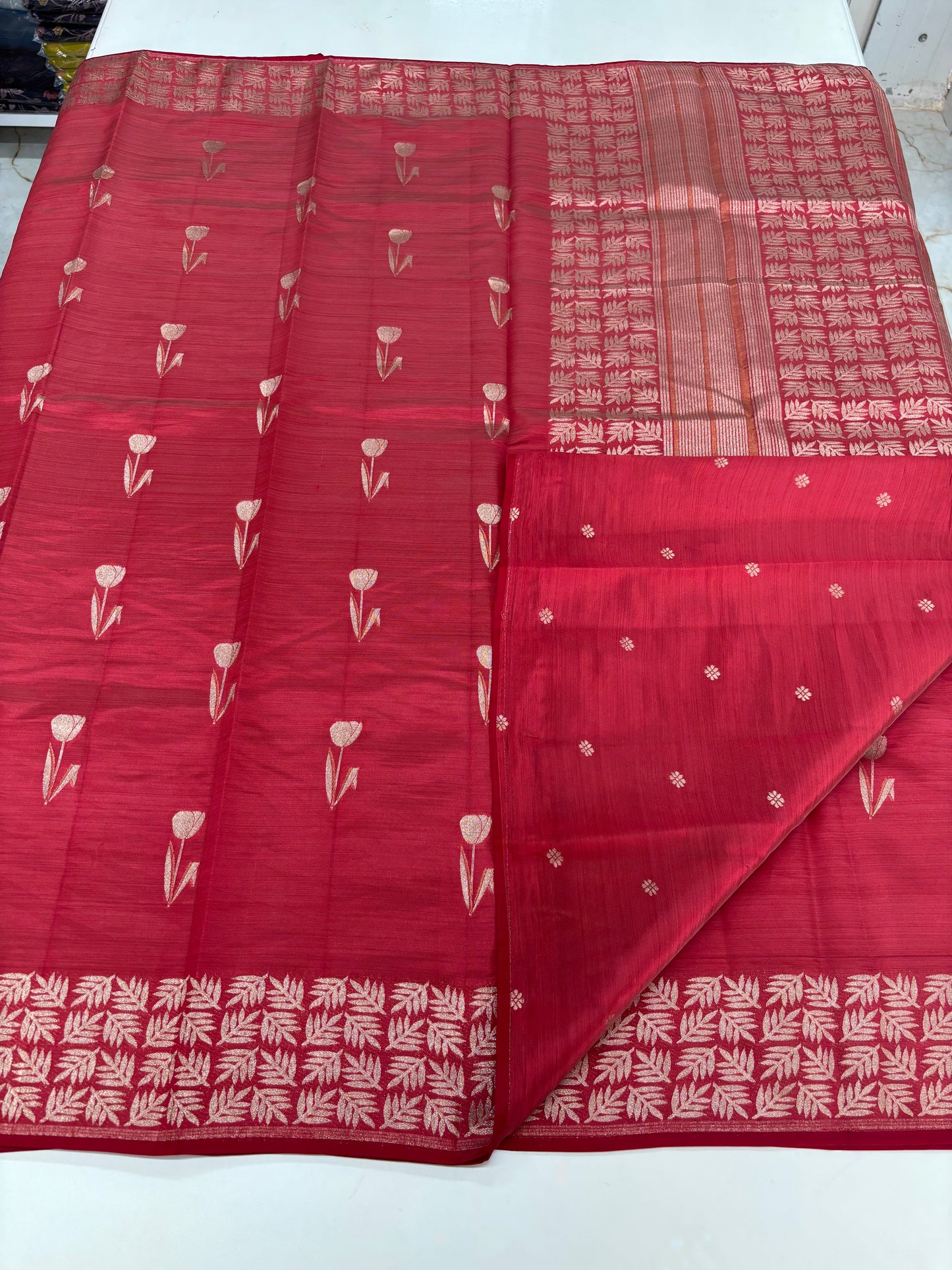 Semi Tussar (Premium, Tulips Motifs)