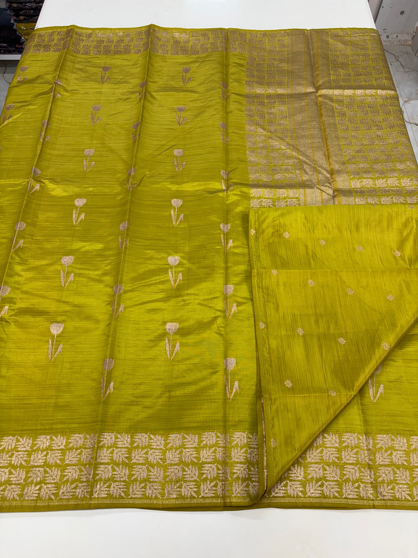Semi Tussar (Premium, Tulips Motifs)