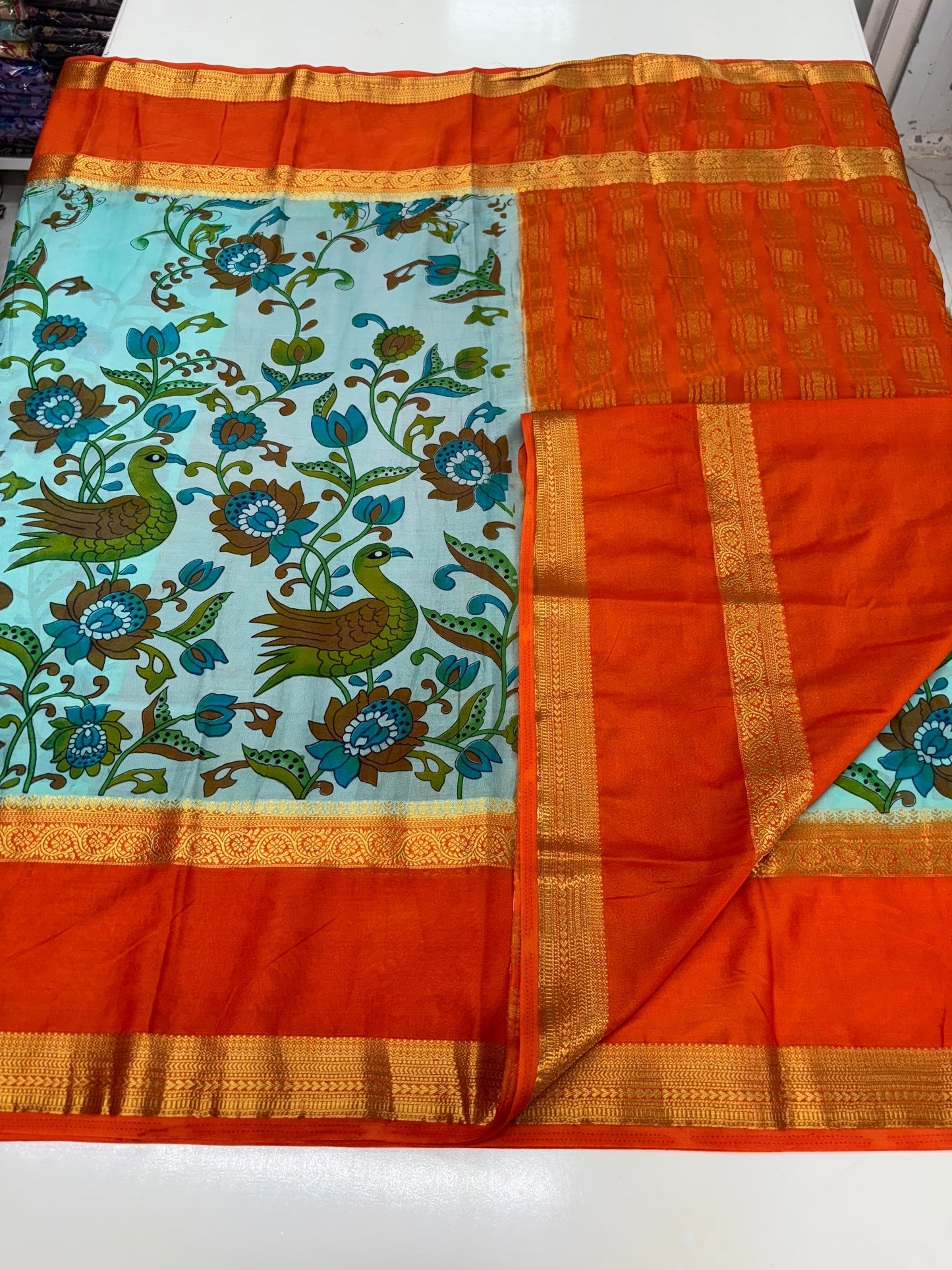 Semi Mysore Crepe (Kalamkari Print, Bentex Border)