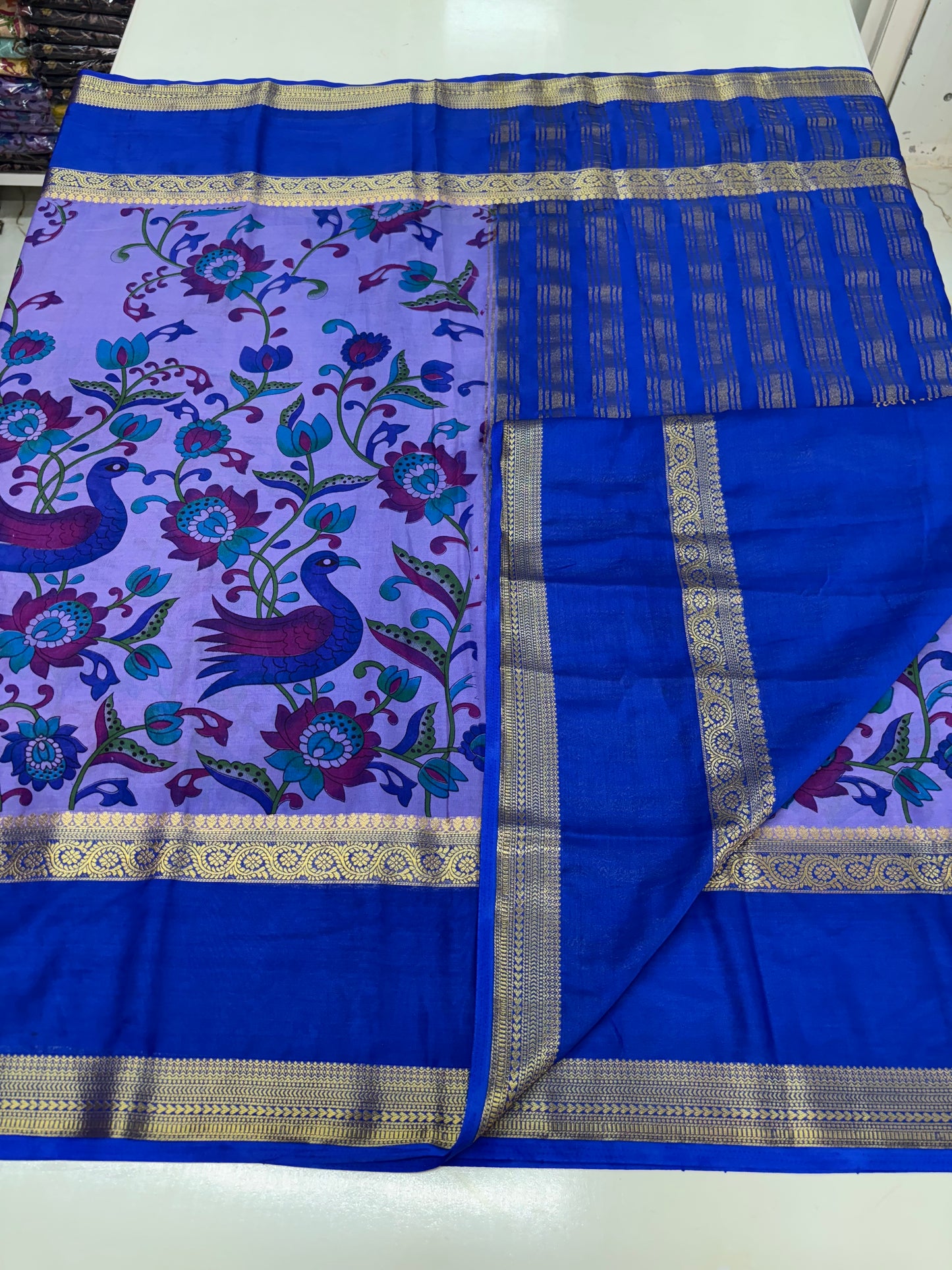 Semi Mysore Crepe (Kalamkari Print, Bentex Border)