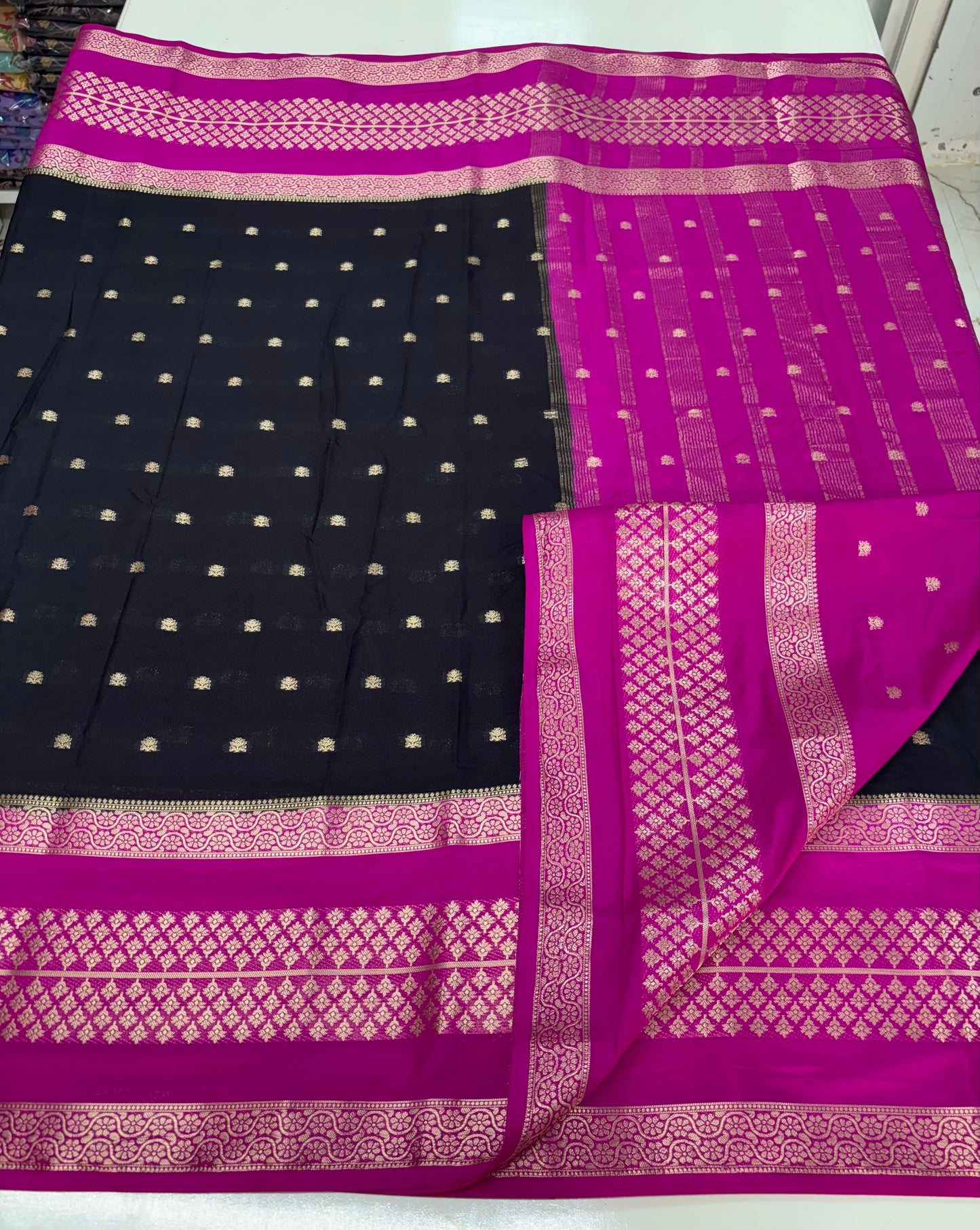 Semi Mysore Crepe (Premium, Double Bentex Border)