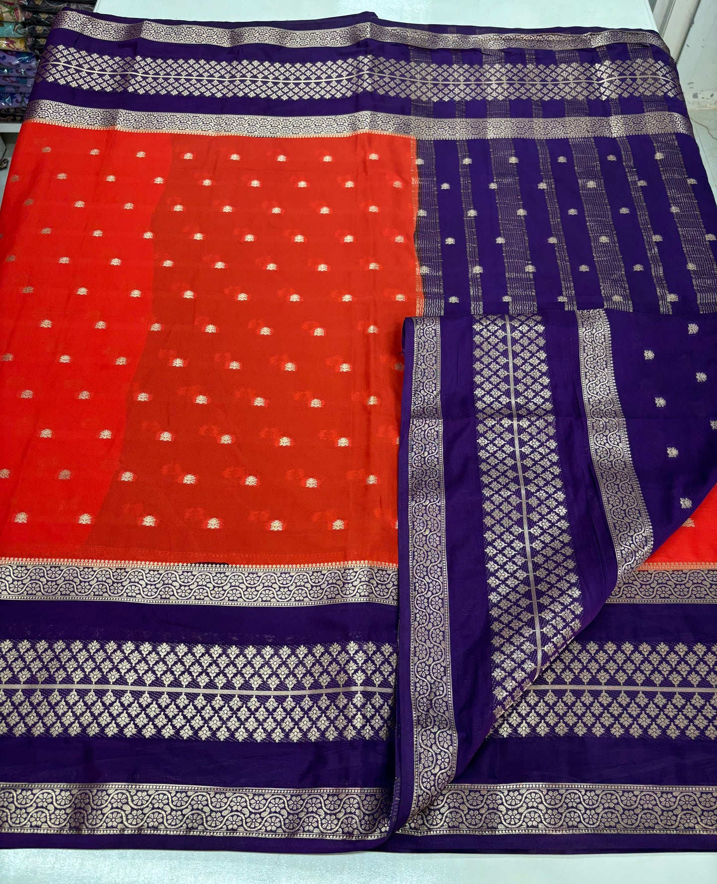 Semi Mysore Crepe (Premium, Double Bentex Border)