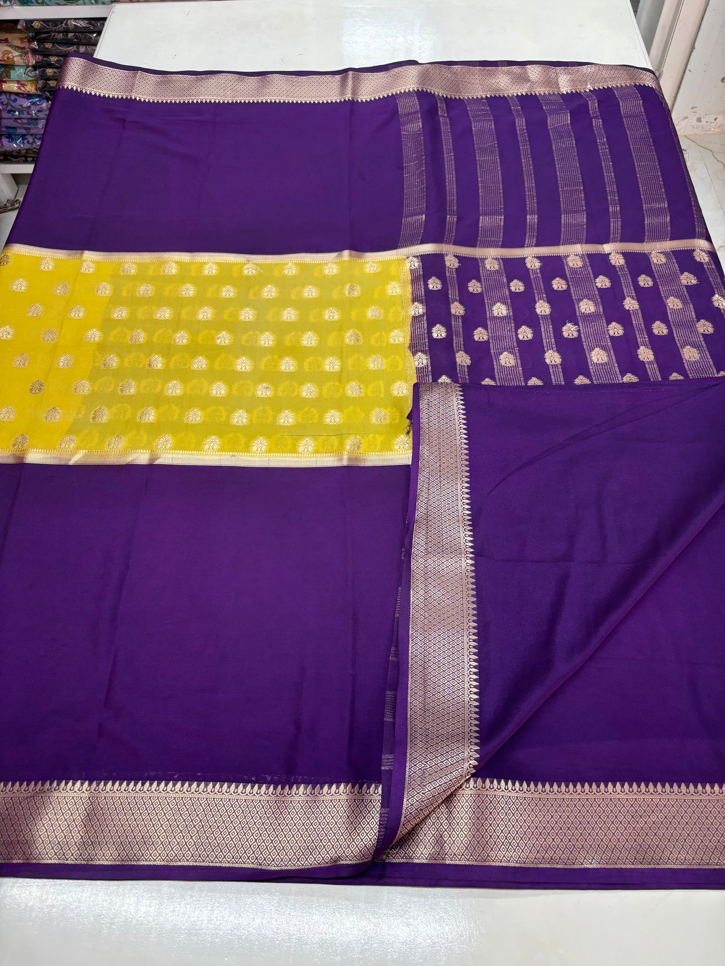 Semi Mysore Crepe (Premium, 2D, Center Motifs)