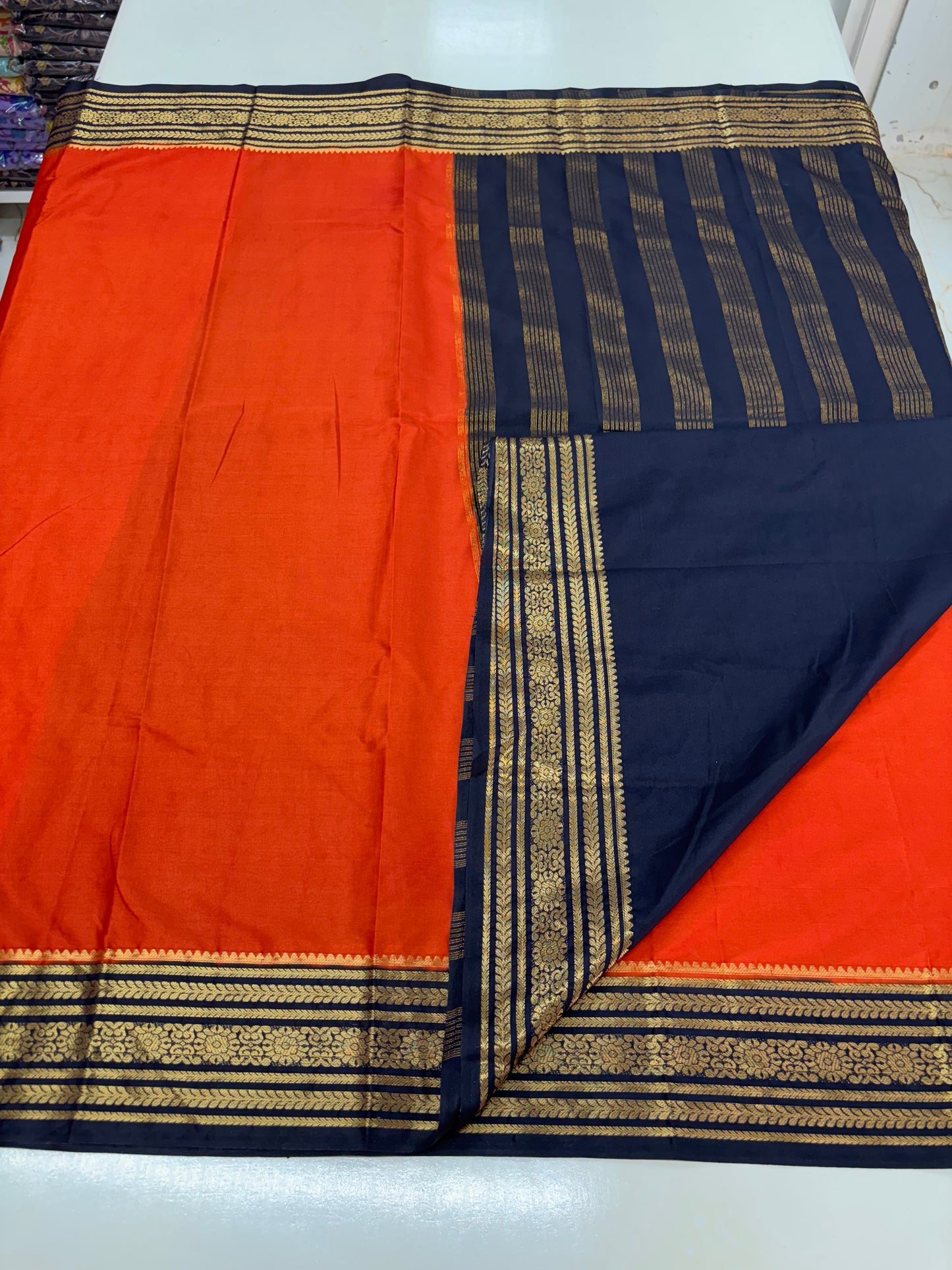 Semi Mysore Crepe (Premium, 1 Line Flowers Border)