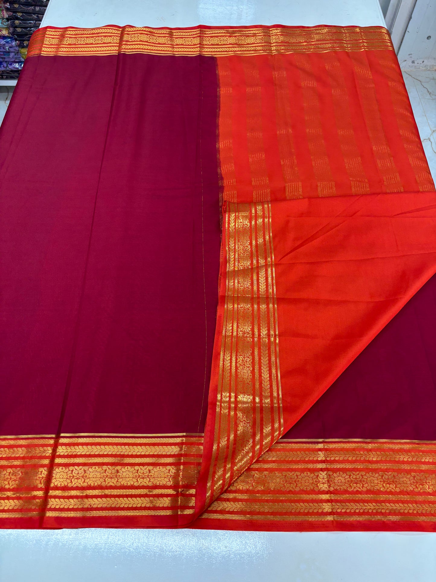 Semi Mysore Crepe (Premium, 1 Line Flowers Border)