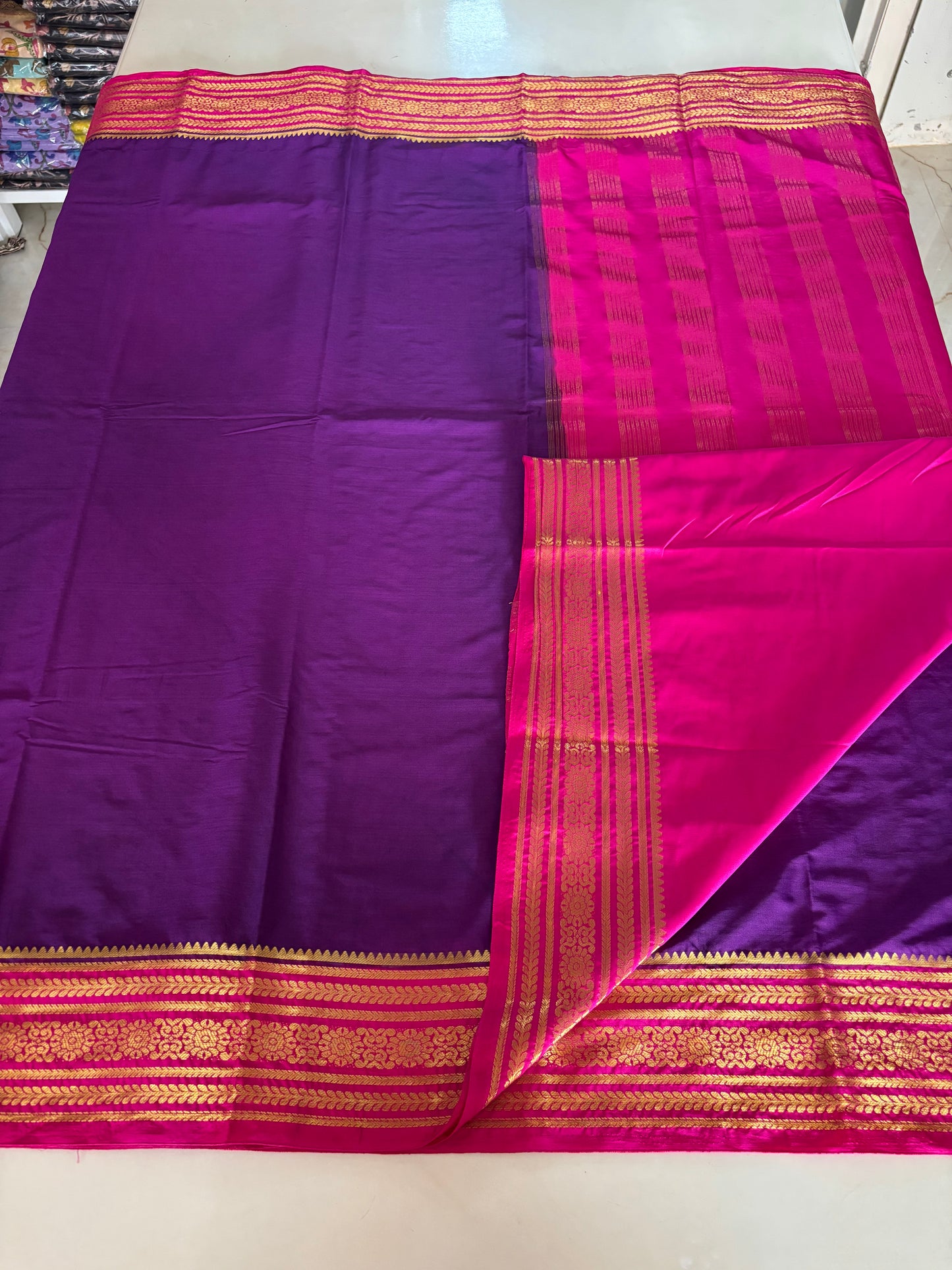 Semi Mysore Crepe (Premium, 1 Line Flowers Border)