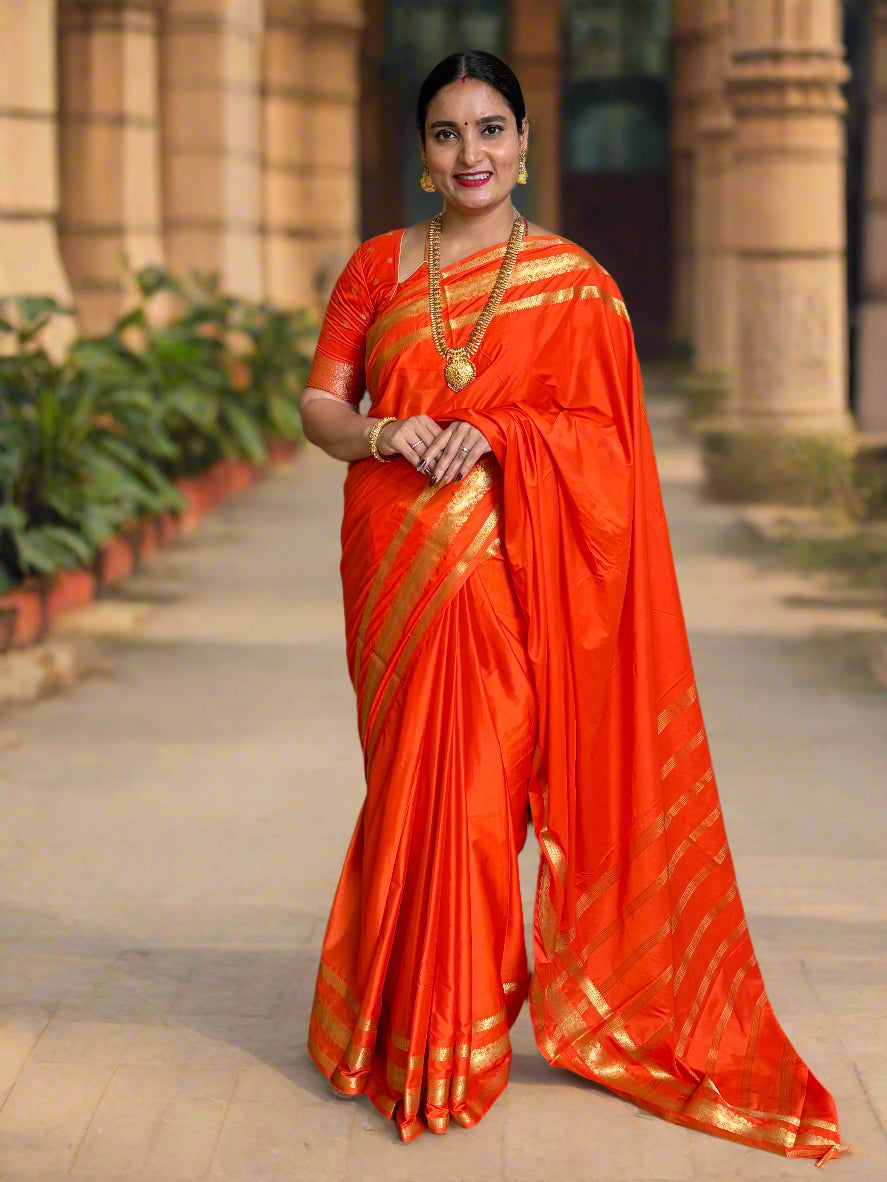 Semi Mysore Crepe (Self, Floral Waves Bentex Border)