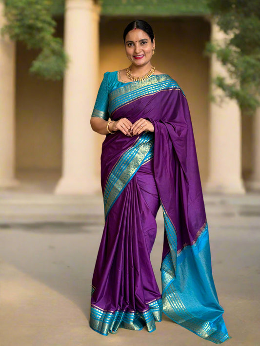 Semi Mysore Crepe (Mango and Dots Border)