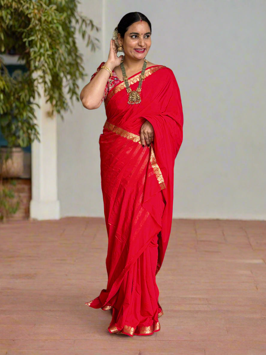 Semi Mysore Crepe (Self, Small Mango and Floral Border)