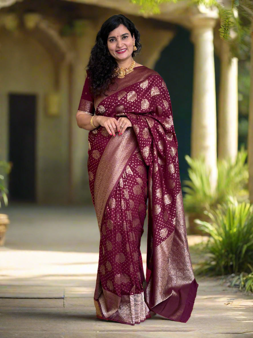 Banarasi Khaddi Georgette (Round Tree Motfis)