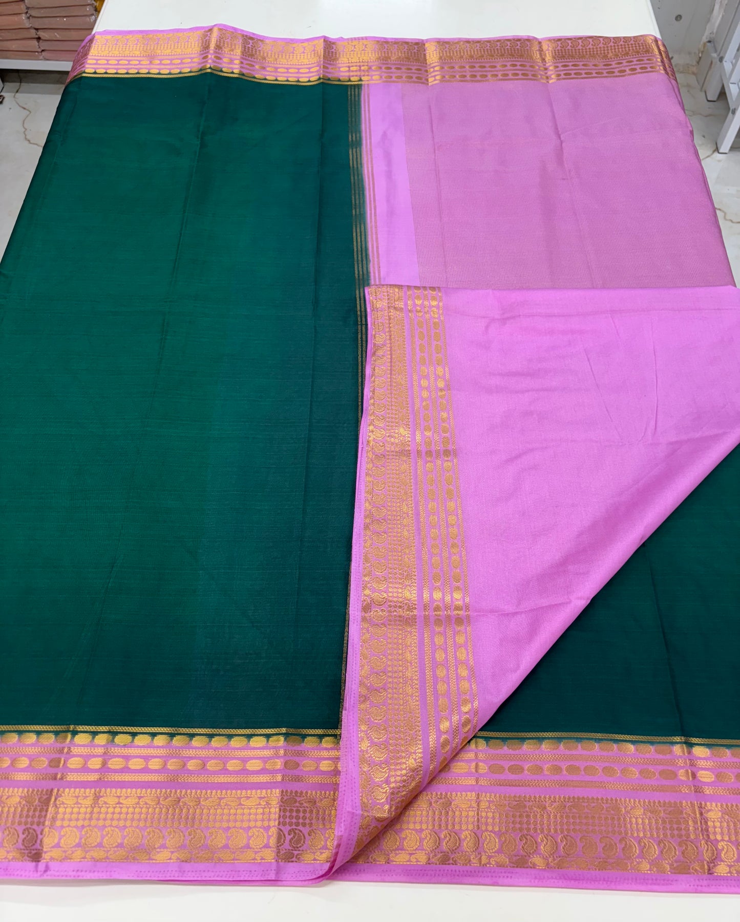 Semi Mysore Crepe (Mango and Dots Border)
