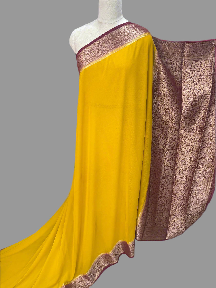 Georgette Chiffon (Contrast, Grand Pallu and Brocade Blouse)