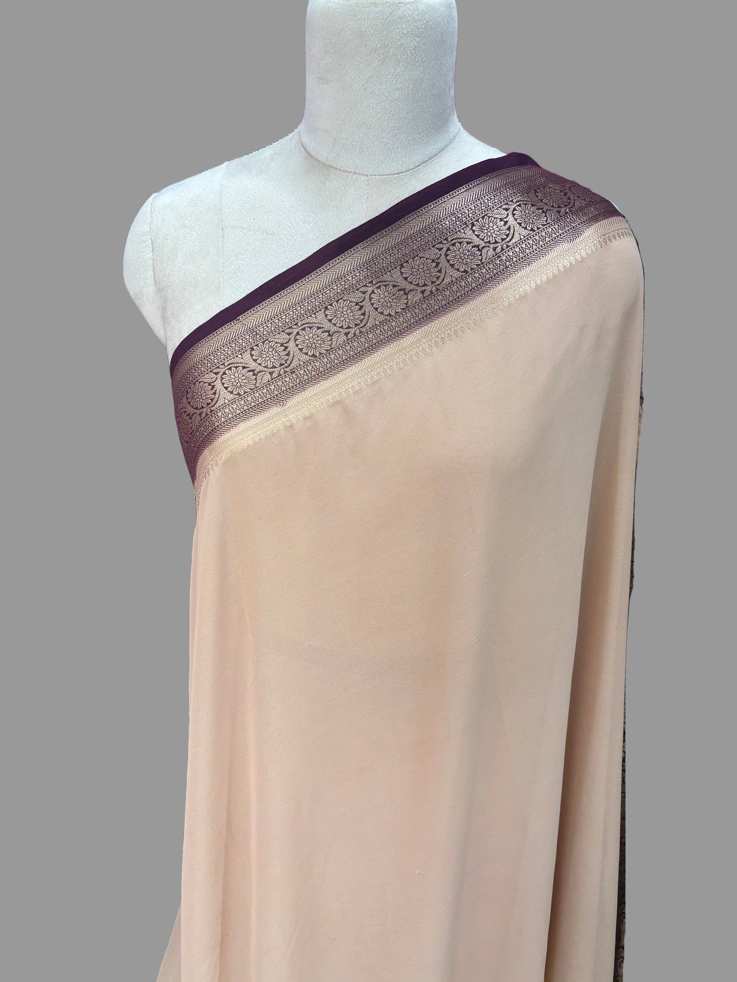 Georgette Chiffon (Contrast, Grand Pallu and Brocade Blouse)