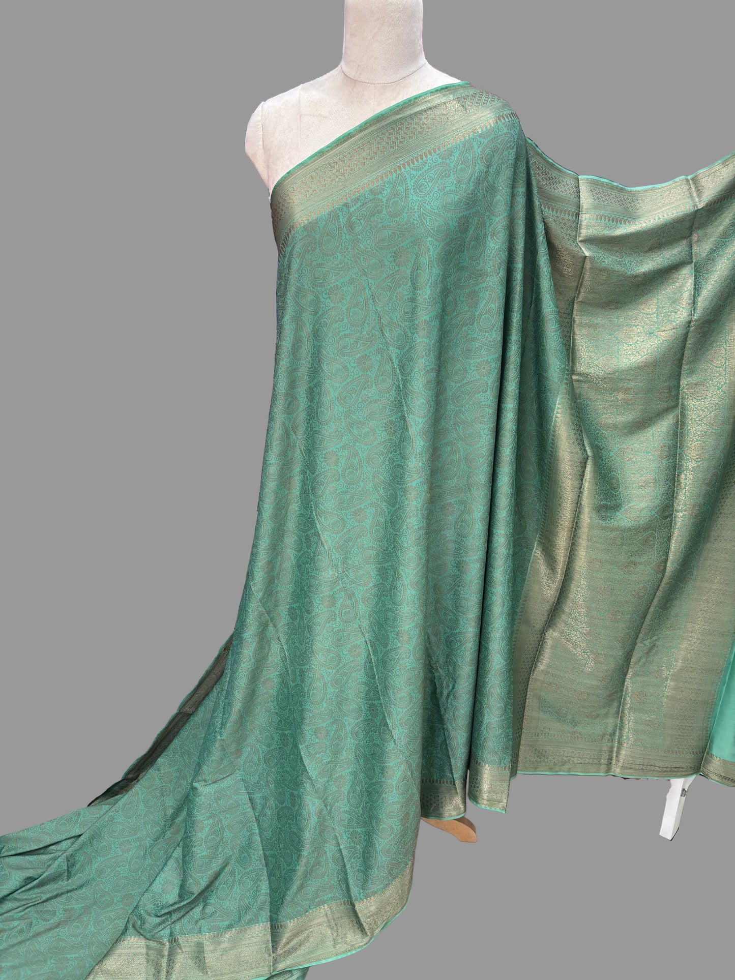 Semi Mysore Crepe (Neem Zari Brocade - Antique Look)