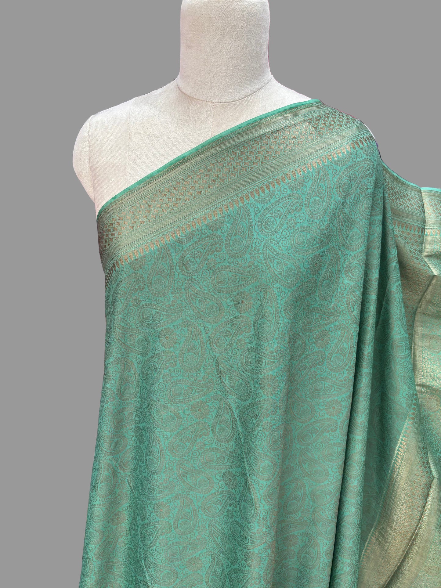 Semi Mysore Crepe (Neem Zari Brocade - Antique Look)