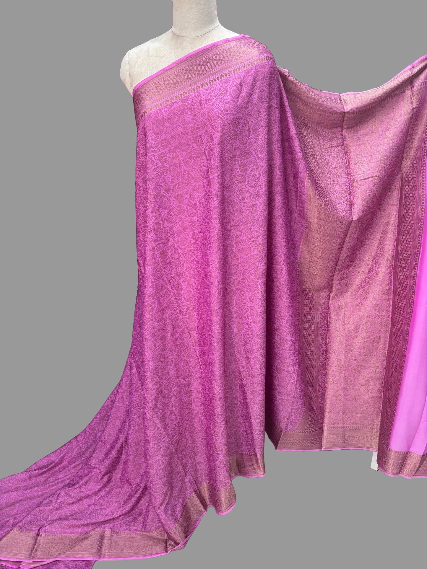 Semi Mysore Crepe (Neem Zari Brocade - Antique Look)