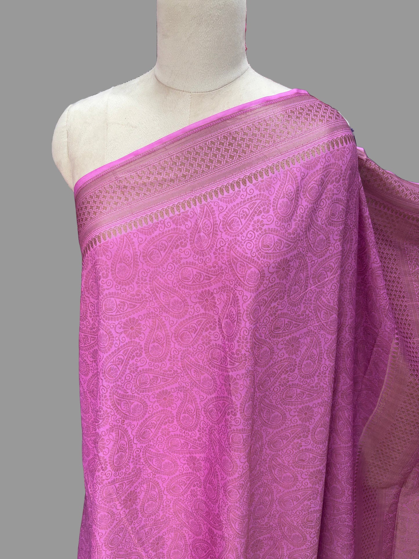 Semi Mysore Crepe (Neem Zari Brocade - Antique Look)