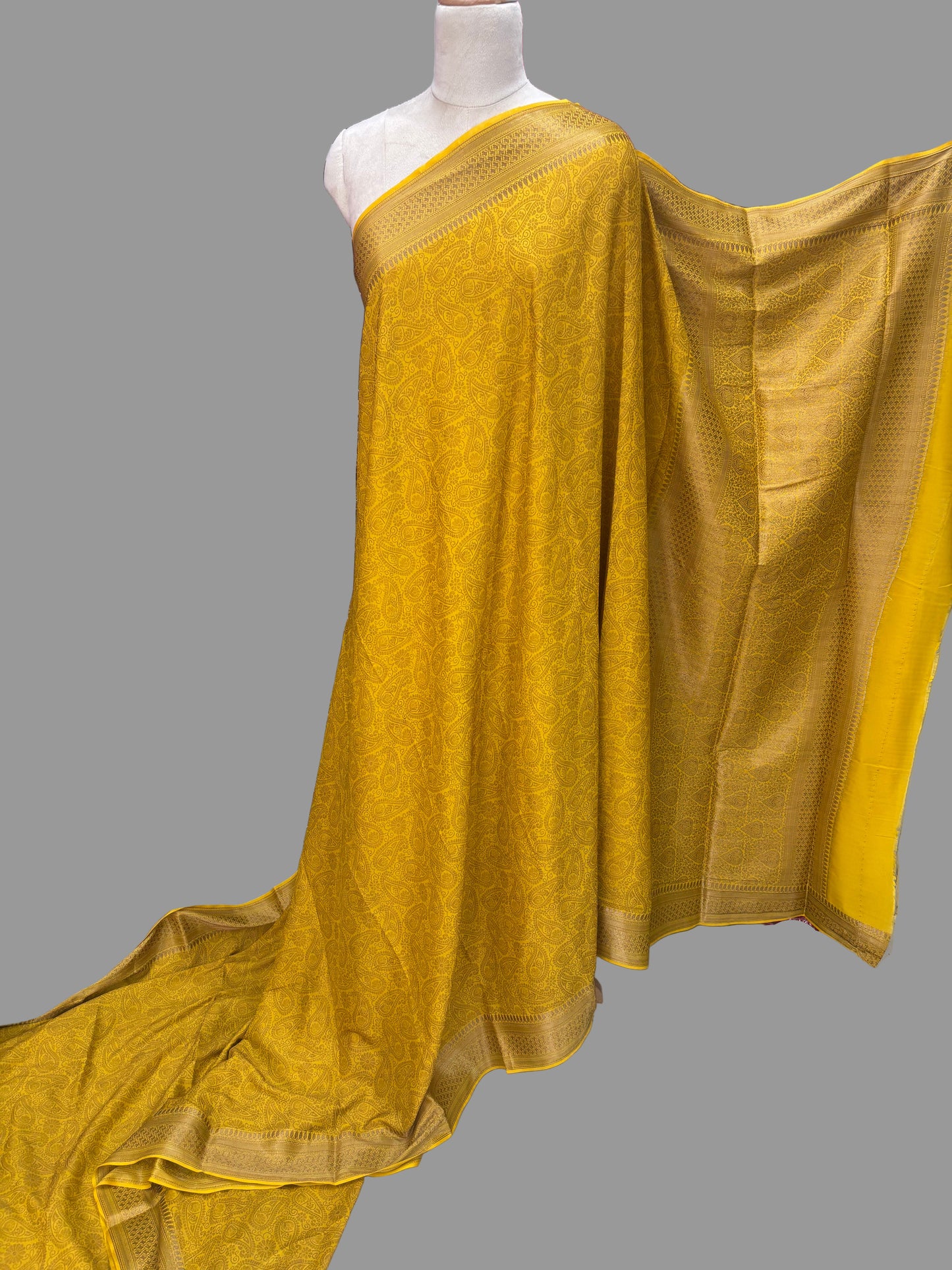 Semi Mysore Crepe (Neem Zari Brocade - Antique Look)