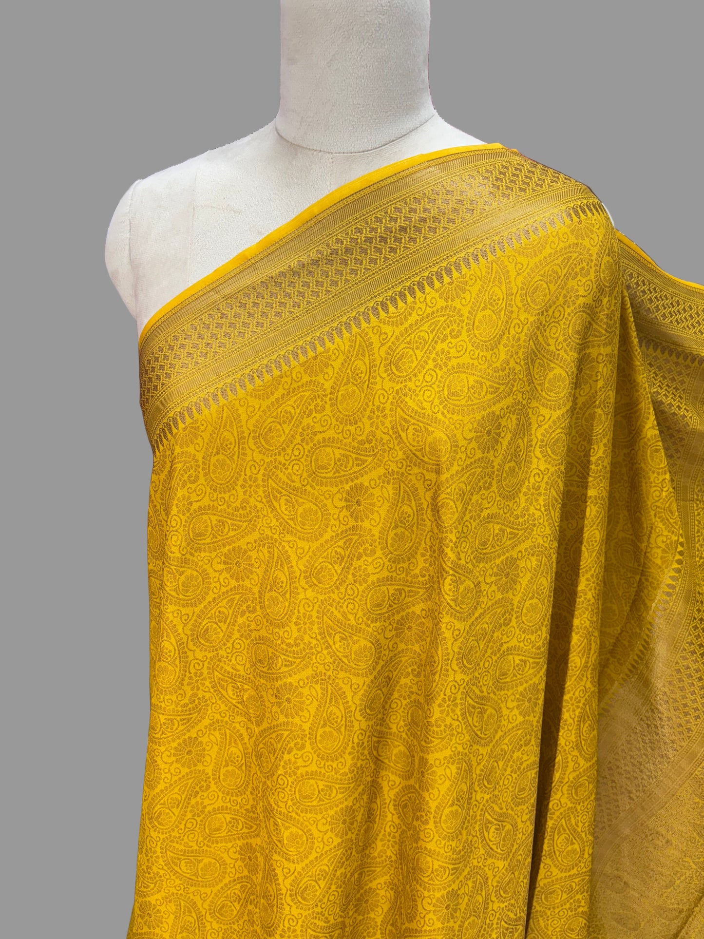 Semi Mysore Crepe (Neem Zari Brocade - Antique Look)
