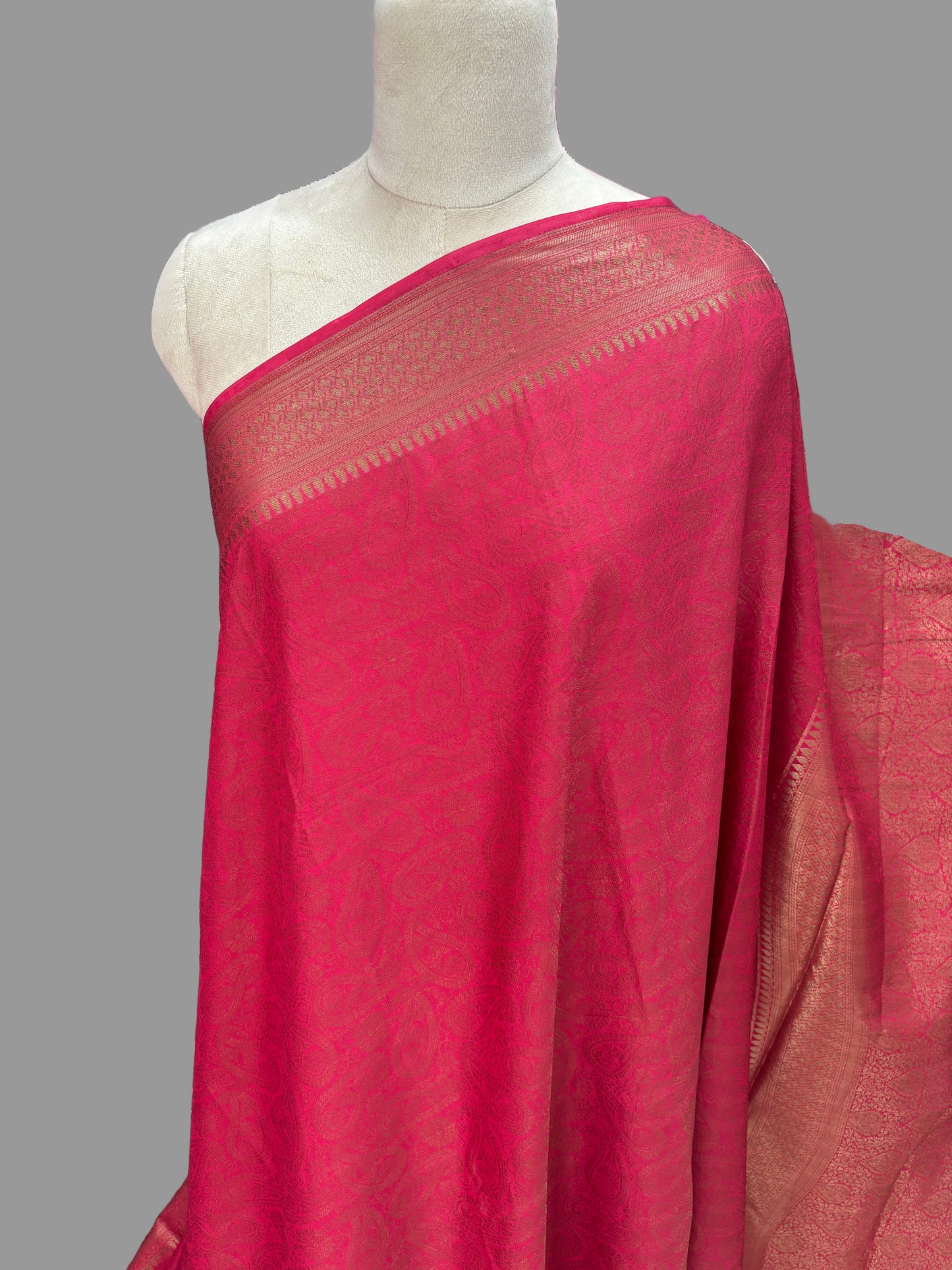 Semi Mysore Crepe (Neem Zari Brocade - Antique Look)